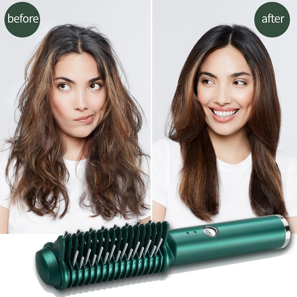 Dual-Purpose Electric Hair Comb for Curling & Straightening